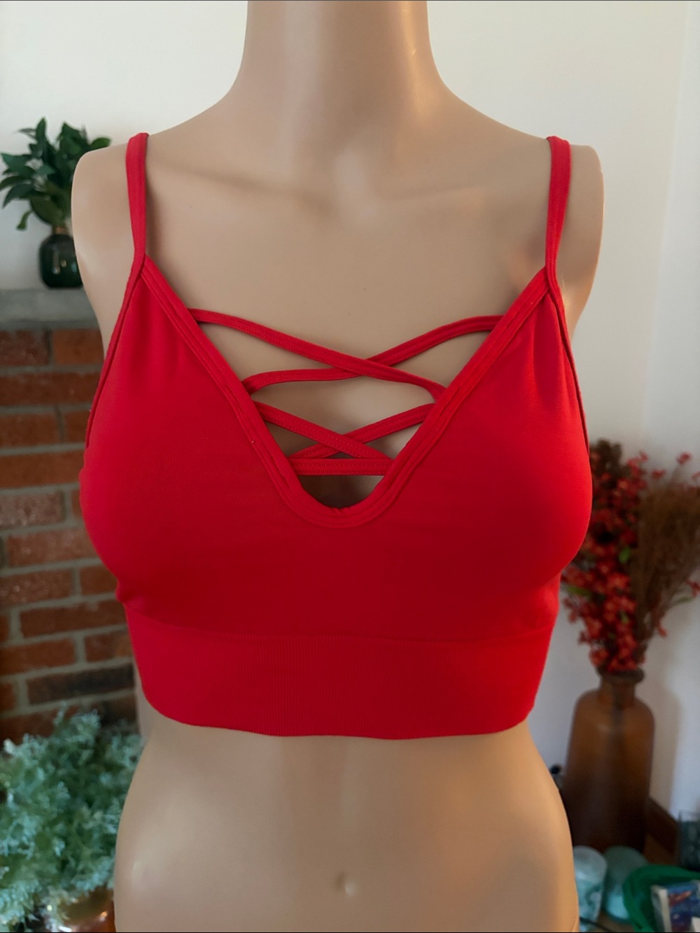 PINK Victoria's Secret Red Crisscross V-Neck Bralette